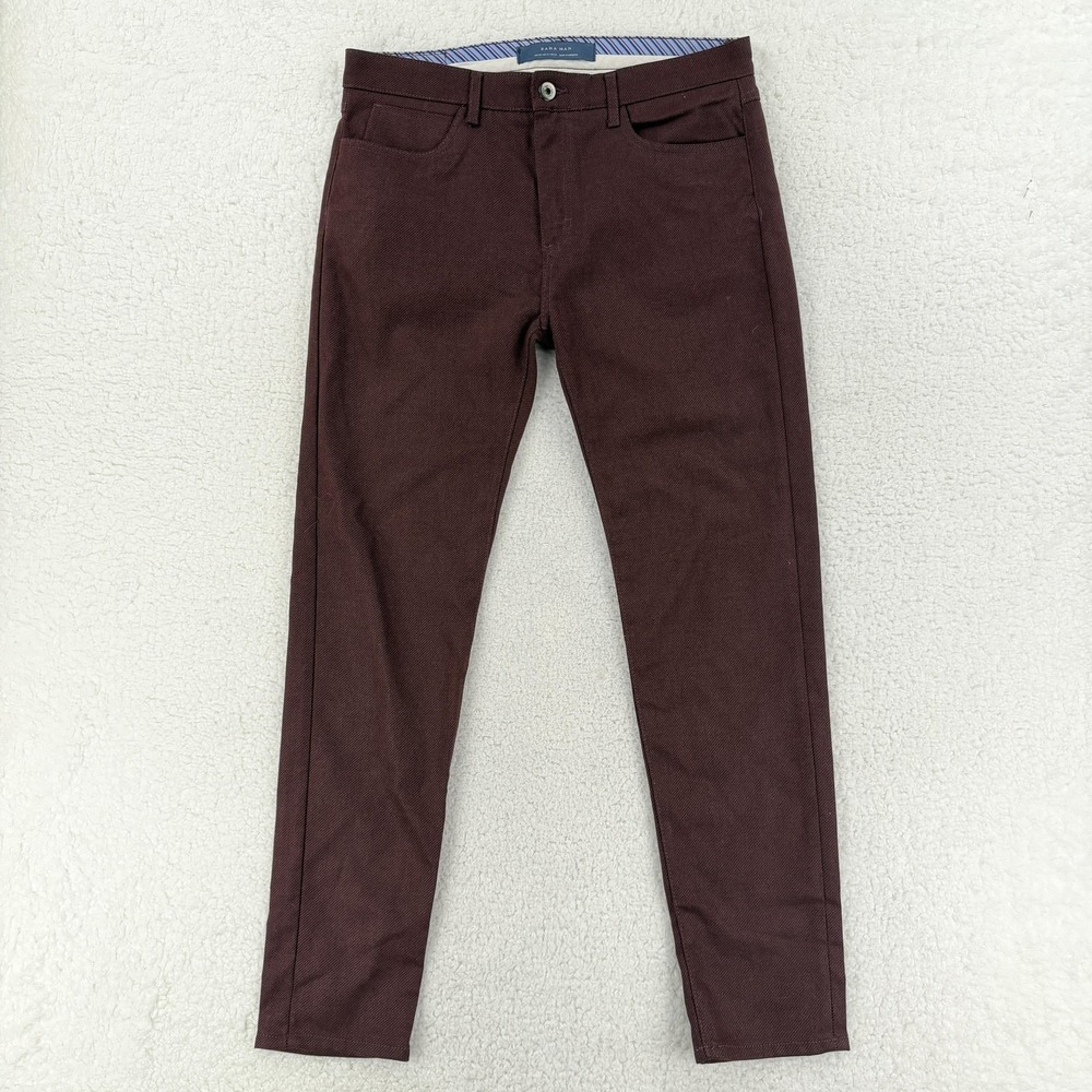 Zara Man‎ Pants Mens 31x30 Red Slim Fit Chino 5 Pocket Tapered Casual Modern